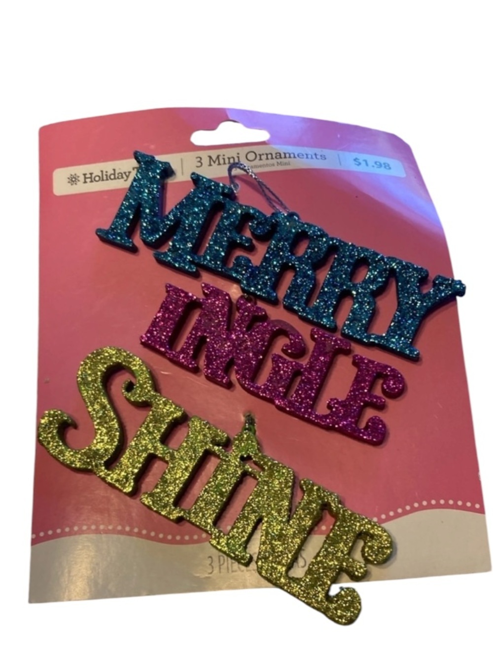 Holiday time 3 mini ornaments 3pc new